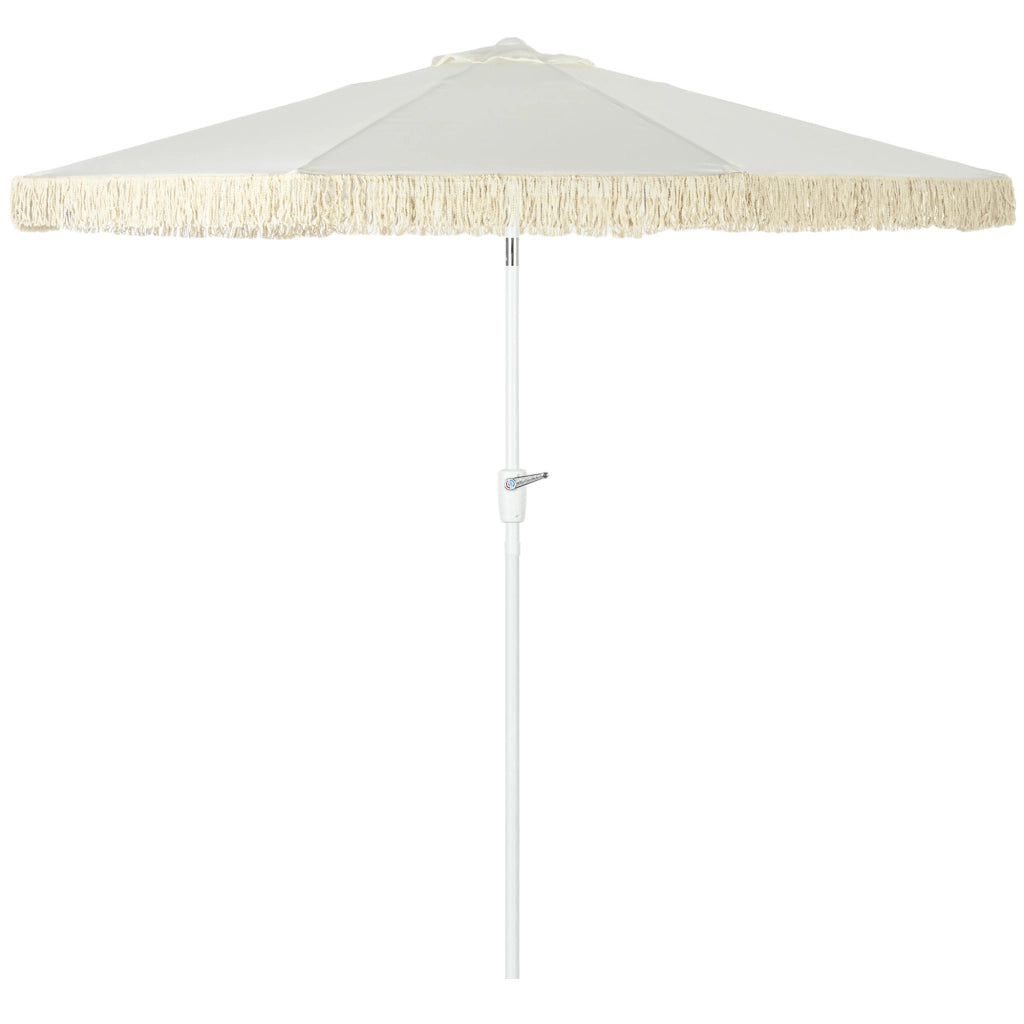 Ombrellone da giardino inclinabile con frange e manovella ¨C zephmum ¨C ? 265x245 cm Bianco
