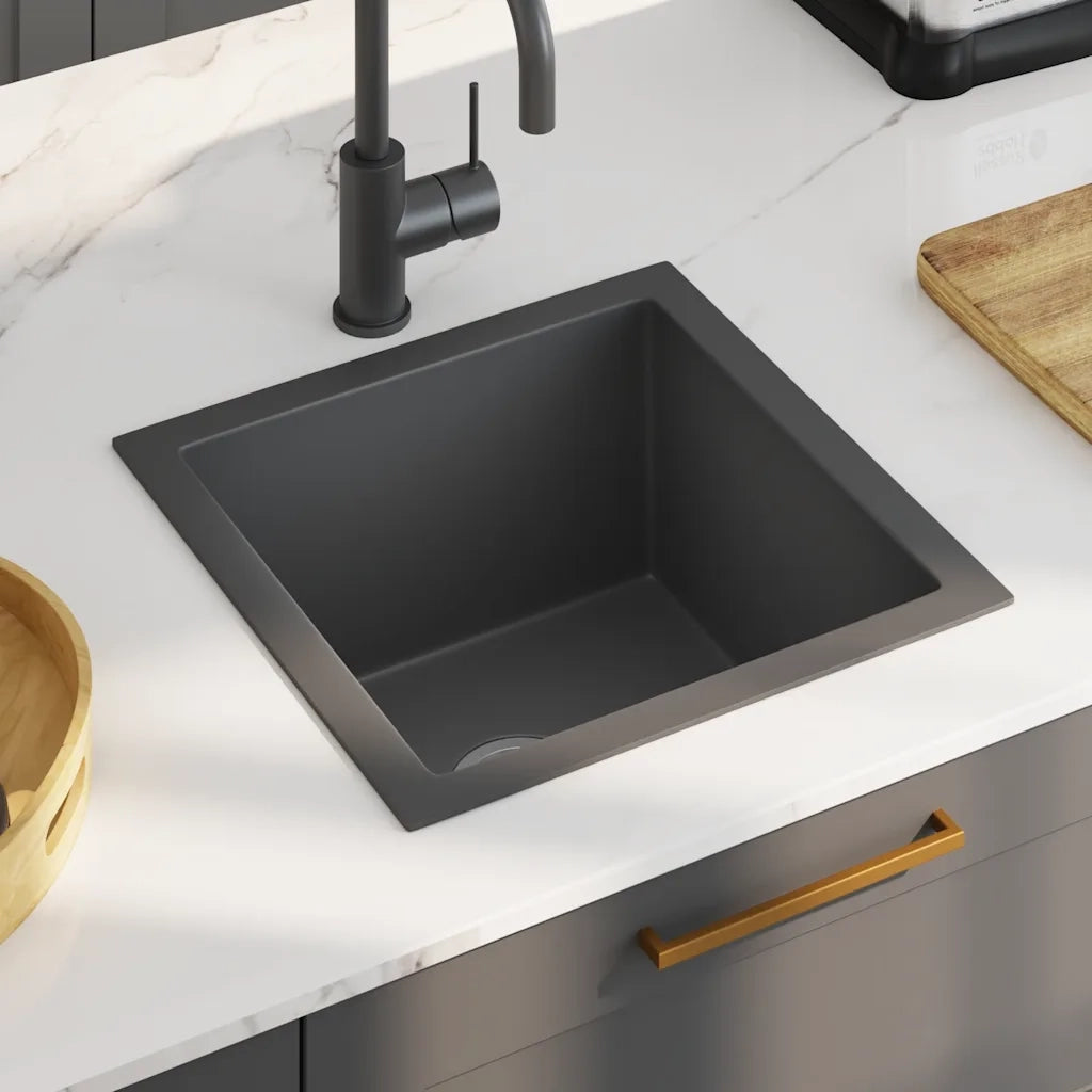 Lavello da Cucina Artigianale Nero in Acciaio Inox 51501