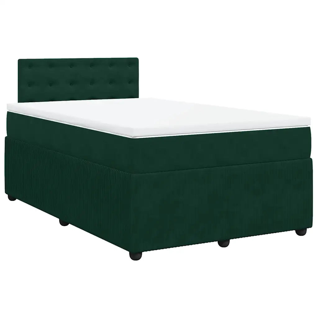 Giroletto a Molle con Materasso Verde Scuro 120x200 cm Velluto