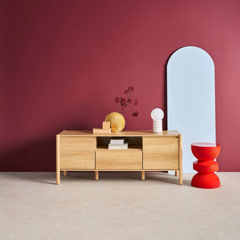 Mobile tv decorazione legno 2 ante 1 cassetto 140cm, marrone naturale