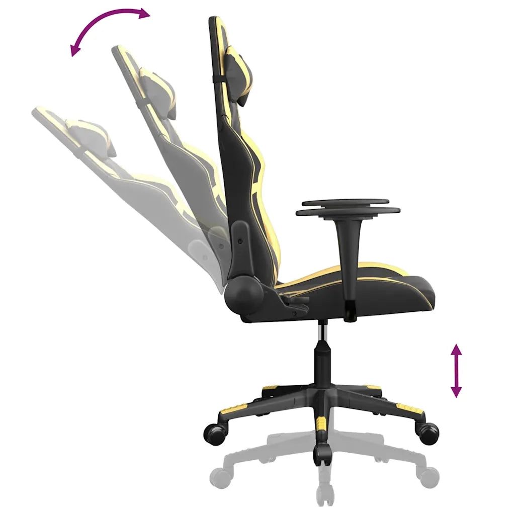 Sedia da Gaming | Sedia da e-sports Massaggiante Nero e Oro in Similpelle