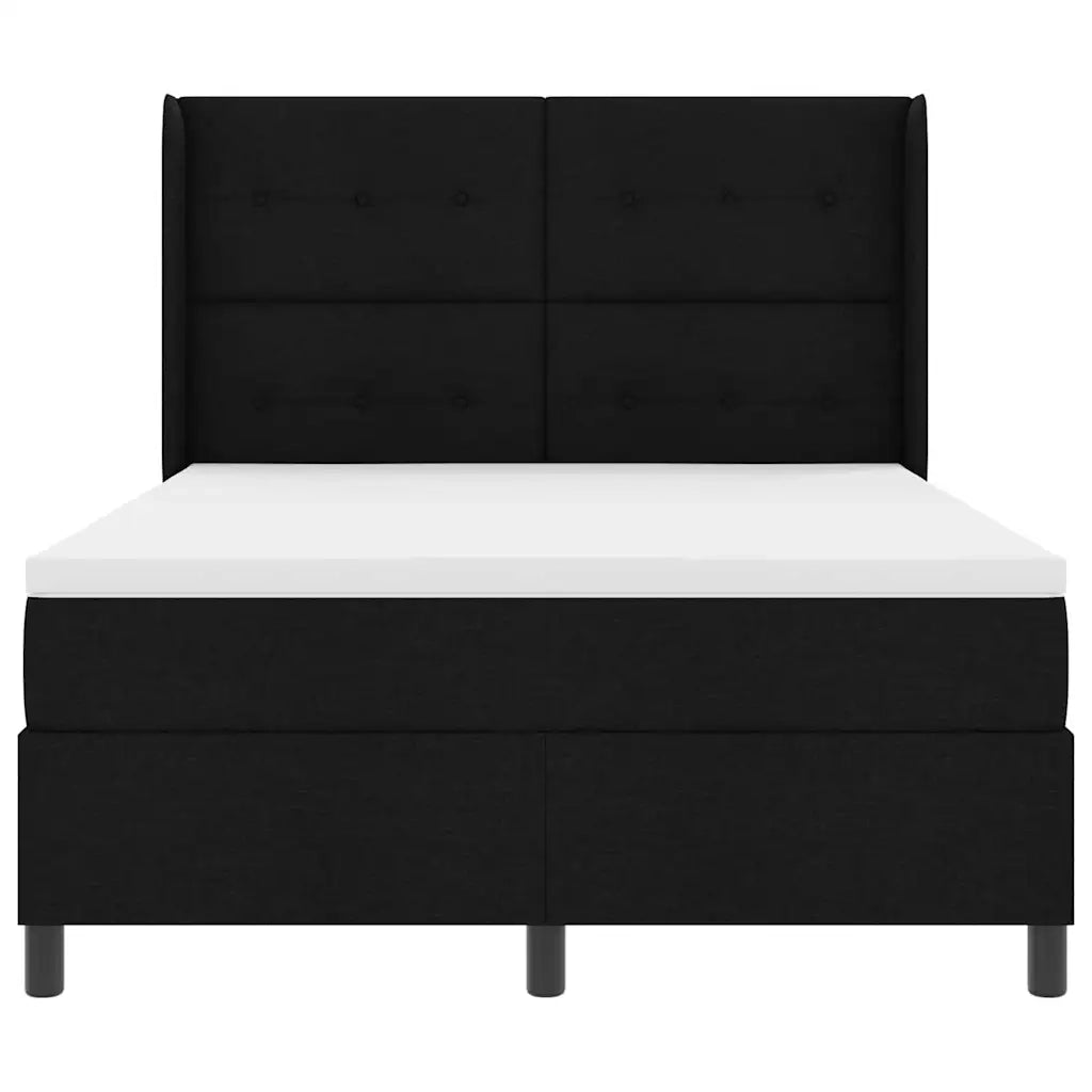 Letto a molle con materasso Nero 140 x 190 cm Tessuto