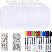 Set di 12 fogli di stoffa bianchi per colorare con pennelli per tessuti e stencil per pittura