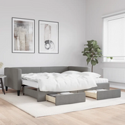 Divano Letto Estraibile Cassetti Grigio Scuro 100x200cm Tessuto