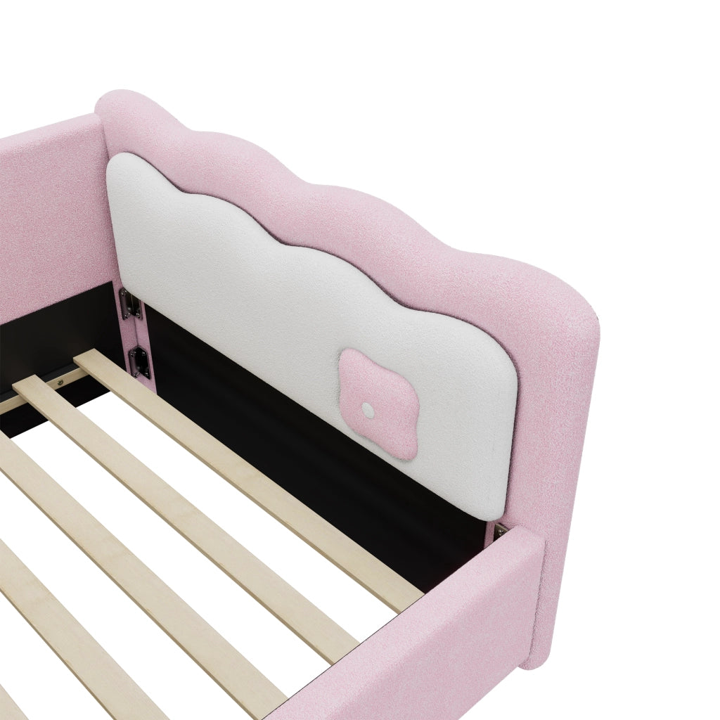 LETTO daybed 90x200 cm Rosa in velluto con luce LED ambientale