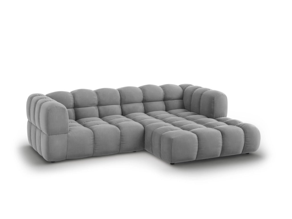 Cosmopolitan Design - Divano angolare modulare destro "Sky" 3 posti in velluto grigio chiaro 