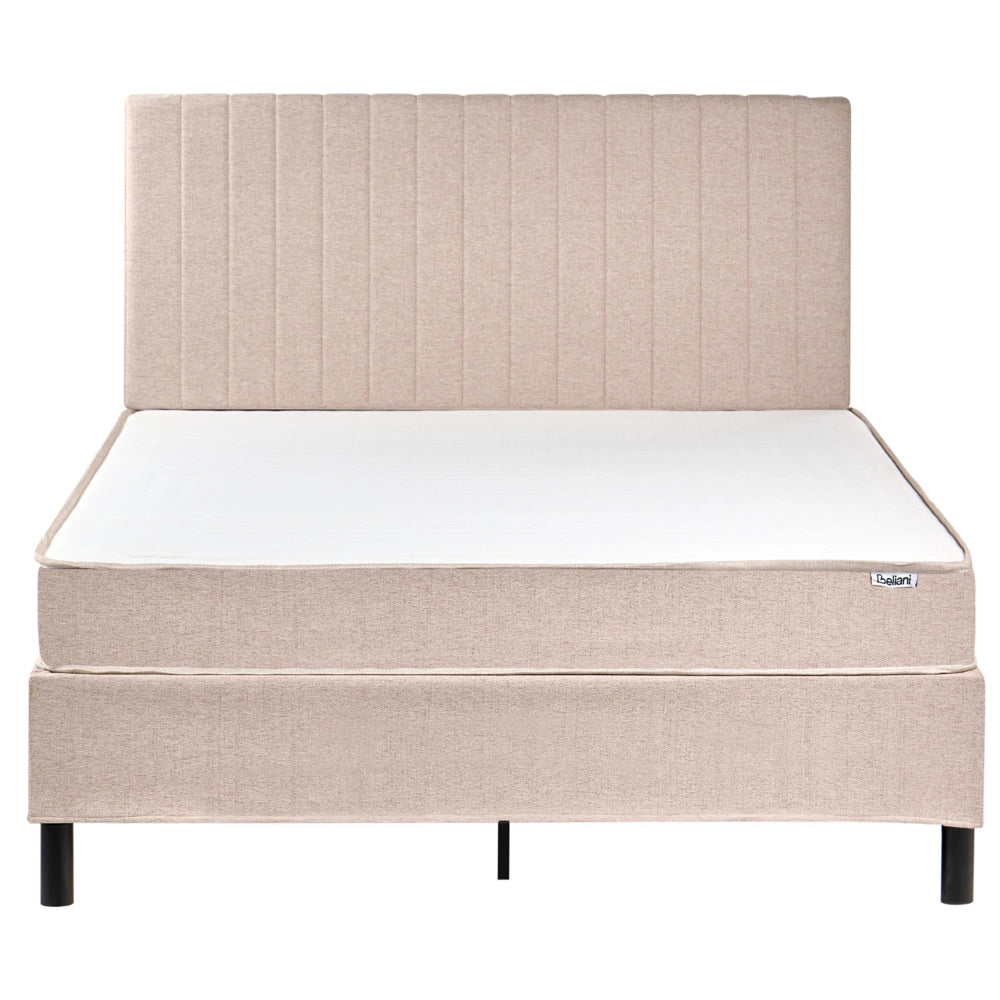 Letto matrimoniale con testiera Materasso a molle insacchettate 140 x 200 cm Beige camera da letto