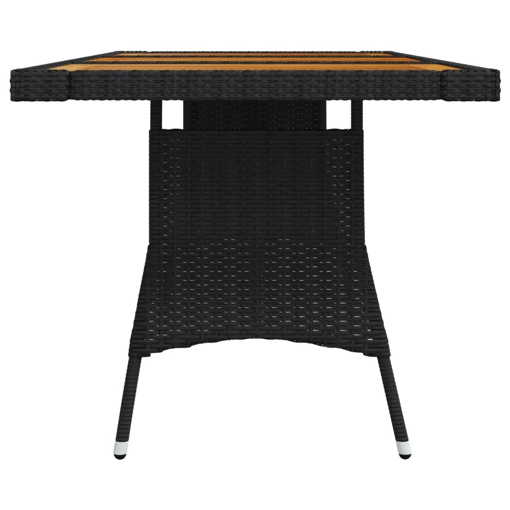 Tavolo Giardino | Tavolino da esterno Nero 160x70x72cm Polyrattan e Massello d'Acacia