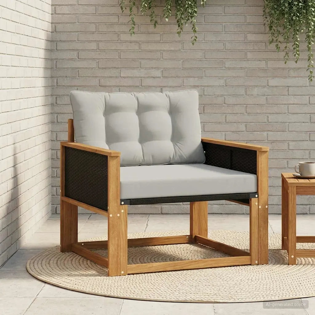 Set di divani da esterno-Sofa da giardino Legno di Acacia Massello e Textilene 512219