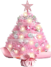 Mini albero di Natale rosso 55 cm con illuminazione e palloni di Natale - decorazione di Natale per tavolo, ufficio, camera da letto