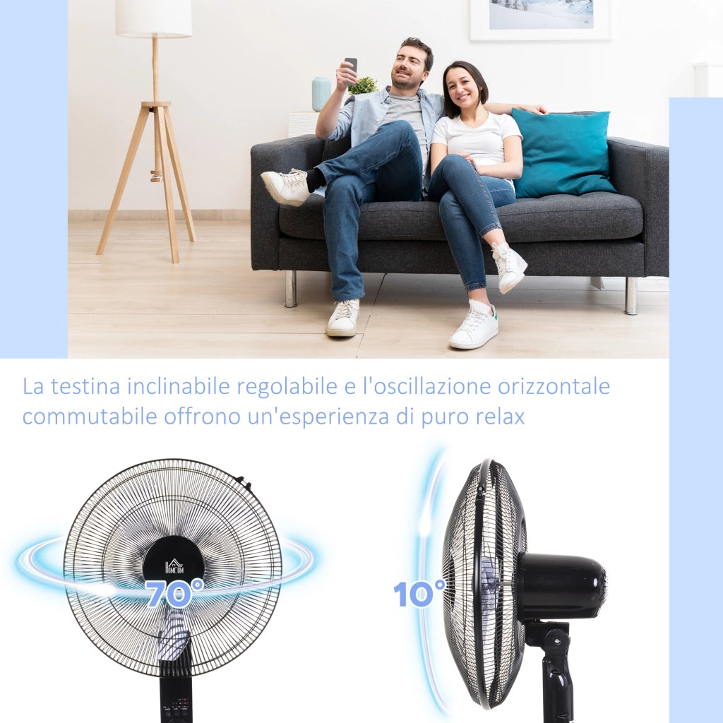 Ventilatore a Piantana ¨C zephmum ¨C Nero, Metallo, Altezza Regolabile