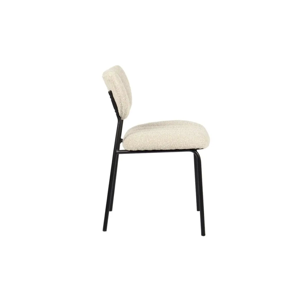 Set di 2 sedie NORAYA - Tessuto beige - Piedi in metallo - Design compatto - Eleganza naturale e raffinata