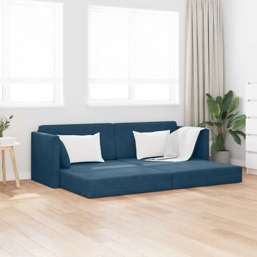 Divano-letto | Sof¨¤ letto | Letto singolo da pavimento Blu 213 x 70 x 77 cm Velluto