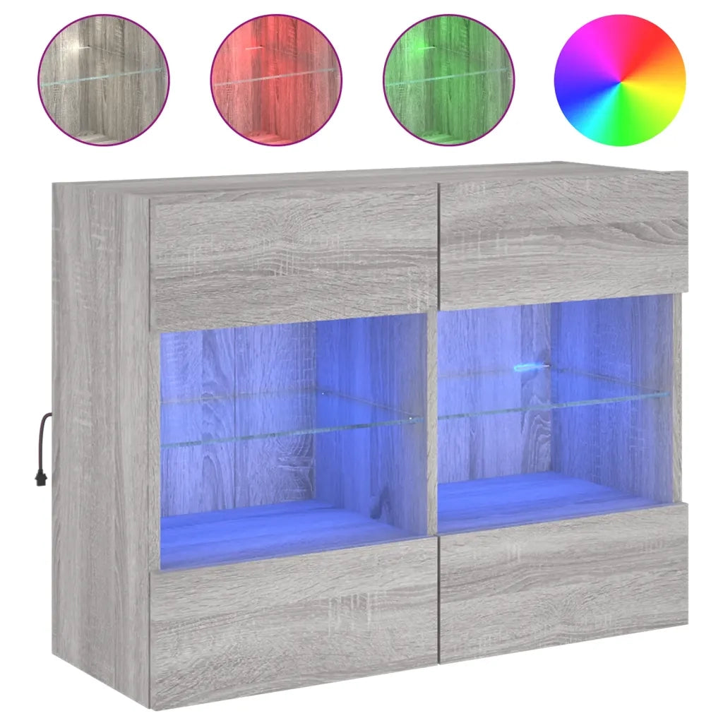Mobile TV a Parete con Luci LED Grigio Sonoma 78,5x30x60,5 cmcod mxl 86142