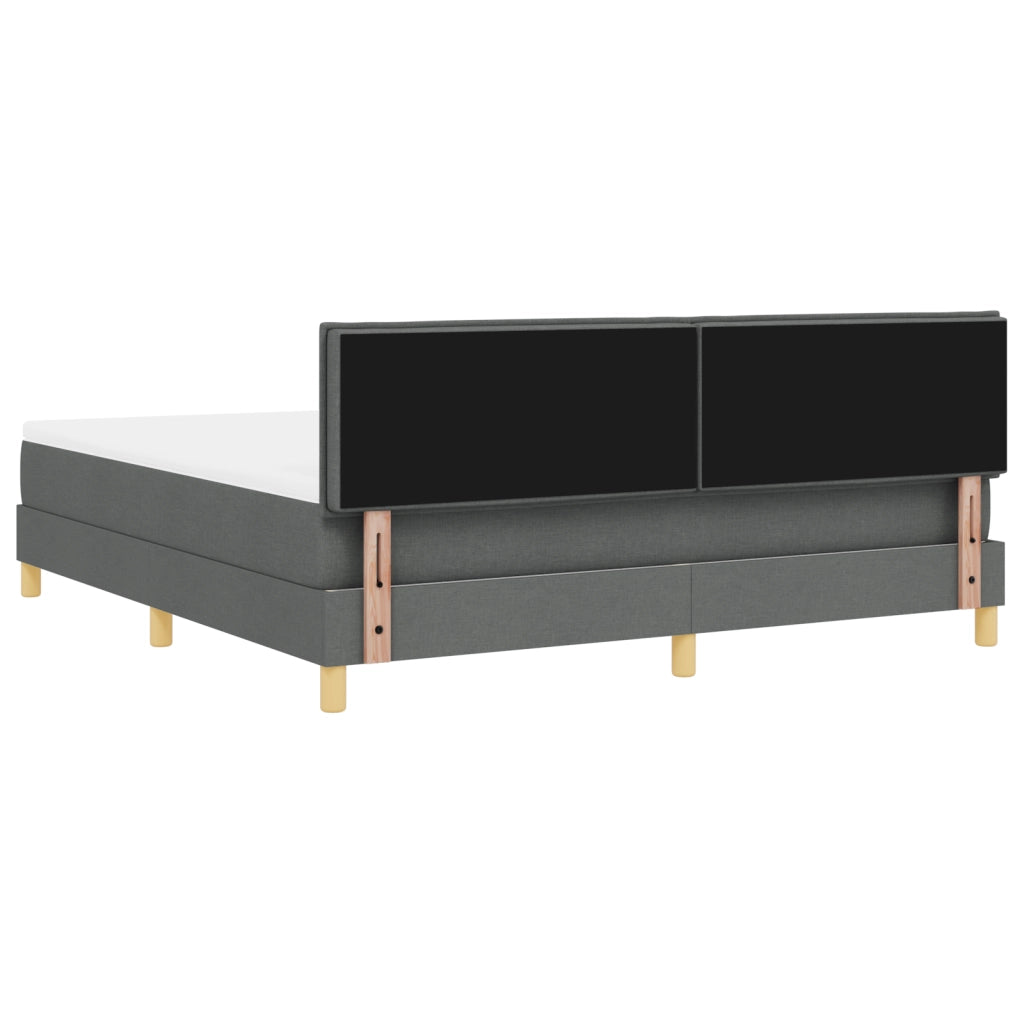 Letto Box Spring con Materasso & LED Grigio Scuro 180x200 cm in Tessuto