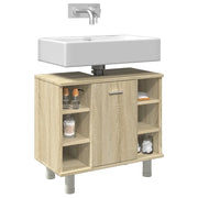 Mobiletto da bagno salvaspazio di design 60 x 32 x 53 cm realizzato in legno composito di rovere Sonoma 02_0050775