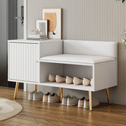 Scarpiere moderna e lussuosa - Xylo - 100x40x58 cm - Bianco - Con ripostiglio, panca imbottita e schienale