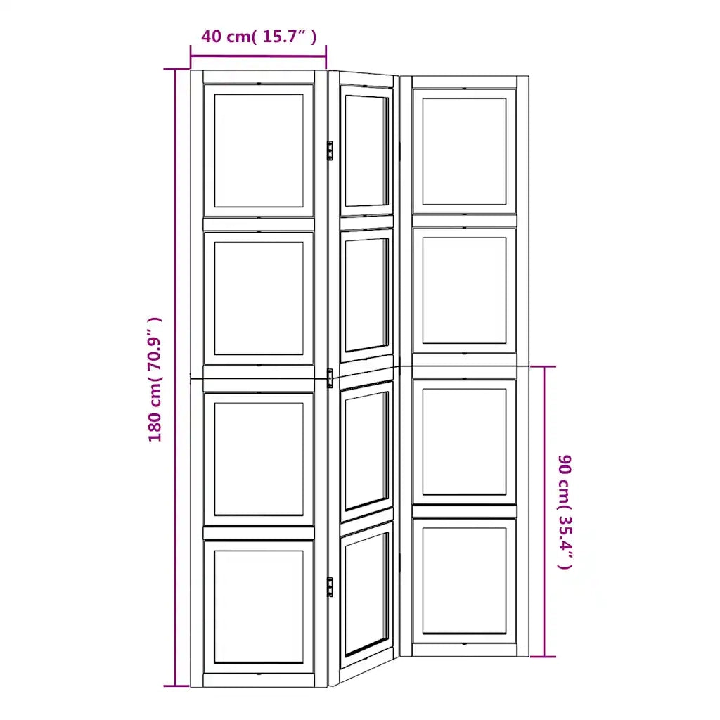 Divisorio Ambienti | Divider per stanze | Paravento 3Pannelli Bianco Legno Massello di Paulownia