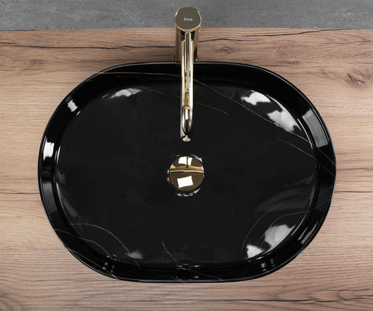 Lavabo Da Appoggio Rea Nadia 50 Black Stone