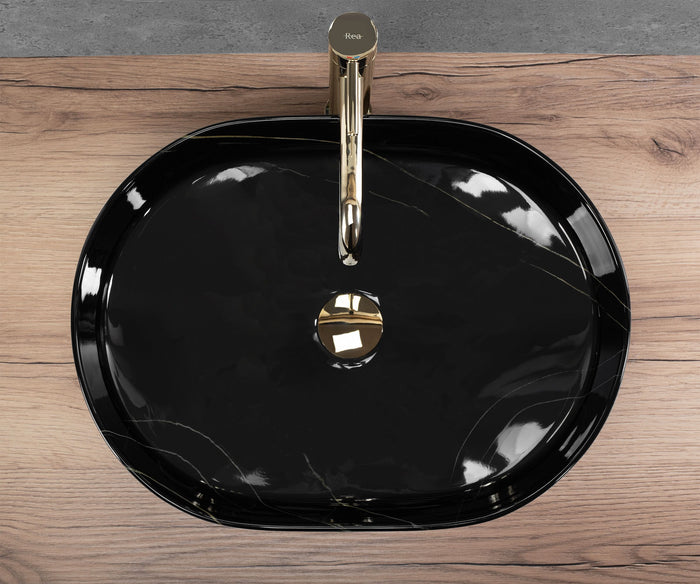 Lavabo Da Appoggio Rea Nadia 50 Black Stone
