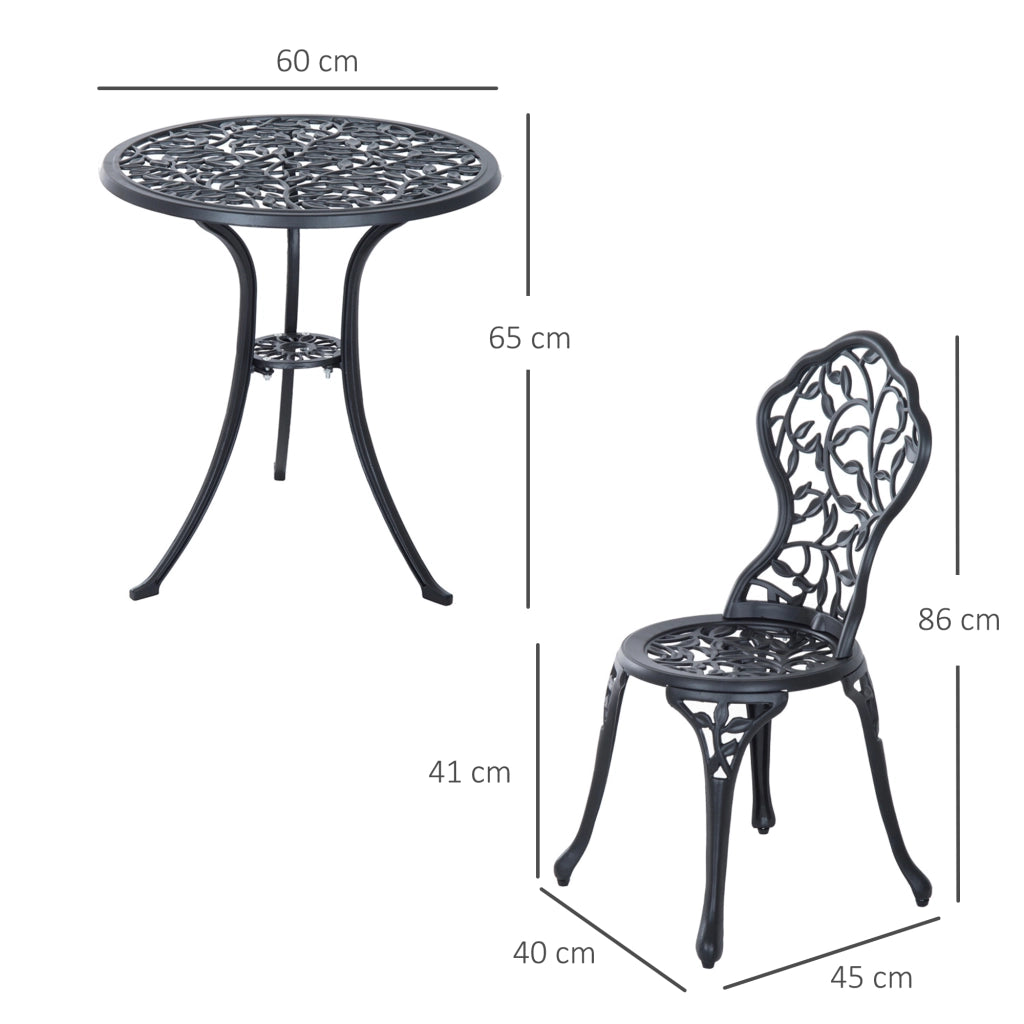 SET BISTRO 3 PEZZI 60x60 cm Alluminio Nero