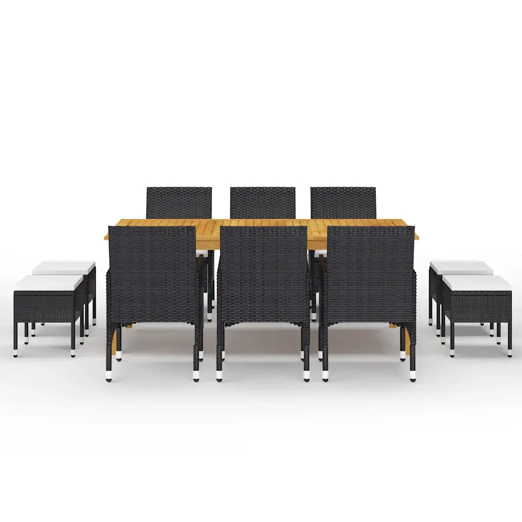 Set Mobili da Pranzo per Giardino 11 pz Nero cod mxl 69254