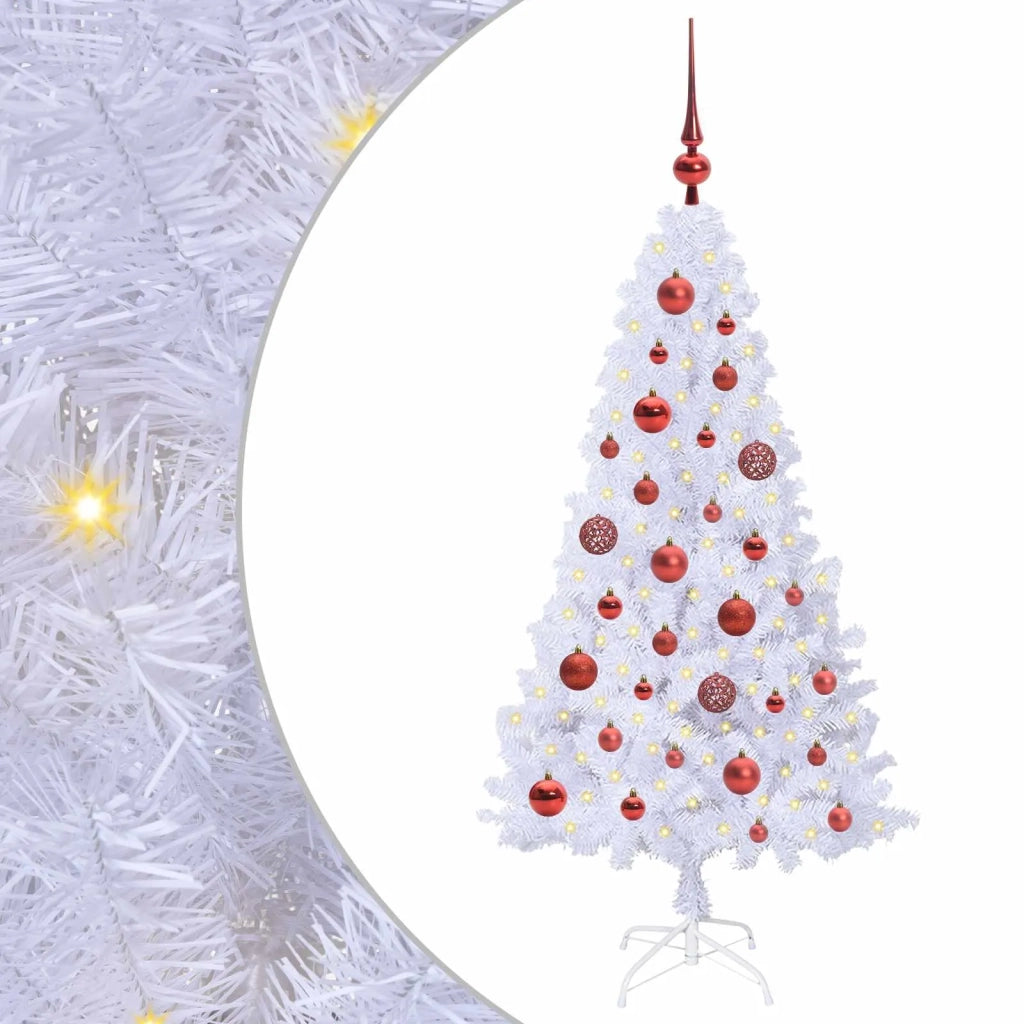 Albero di Natale Artificiale-Albero Natalizio Bianco 120 cm PVC e Acciaio 824475