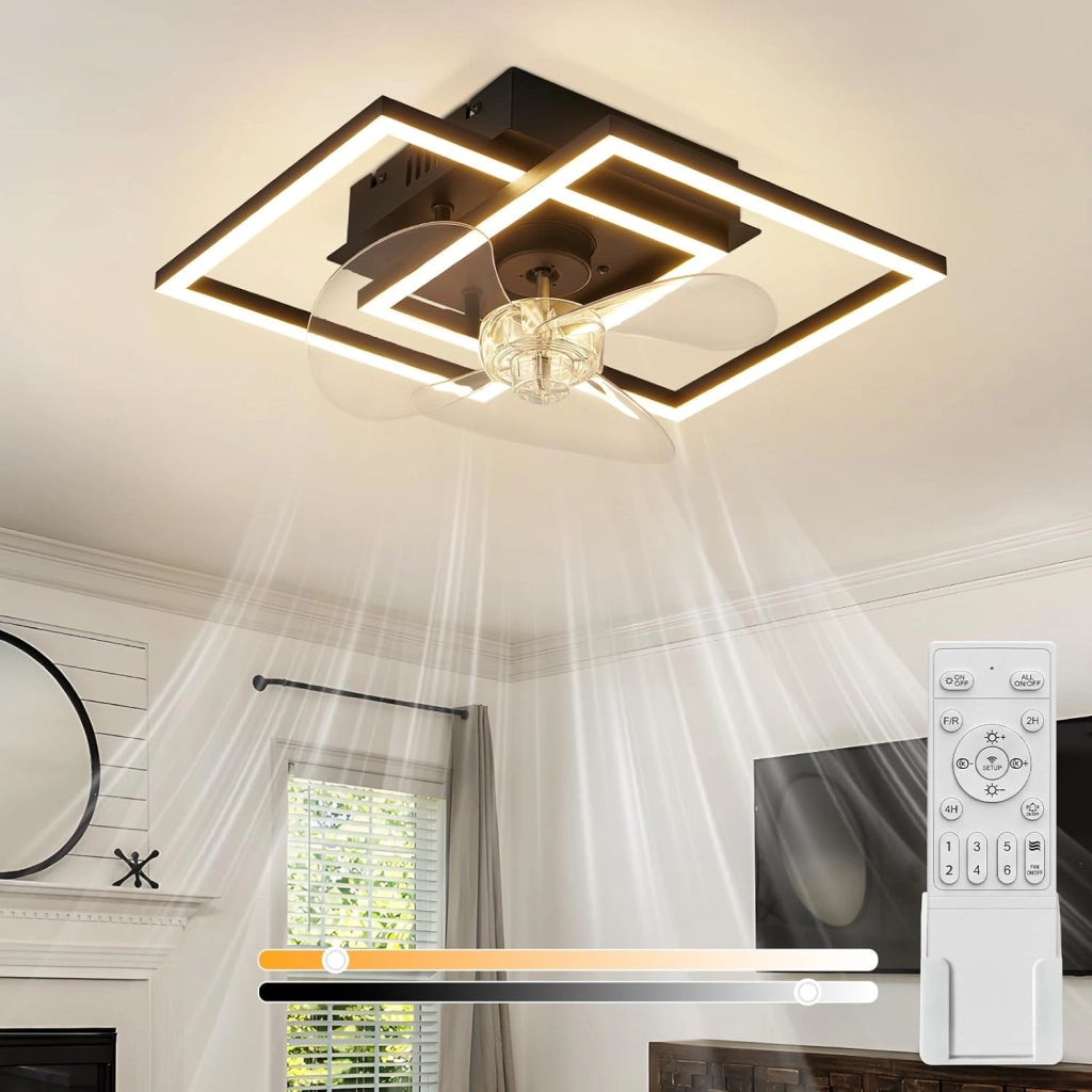 ZMH Ventilatore da Soffitto Silenzioso LED Nero con Illuminazione Moderna Intensità Regolabile per Camera da Letto