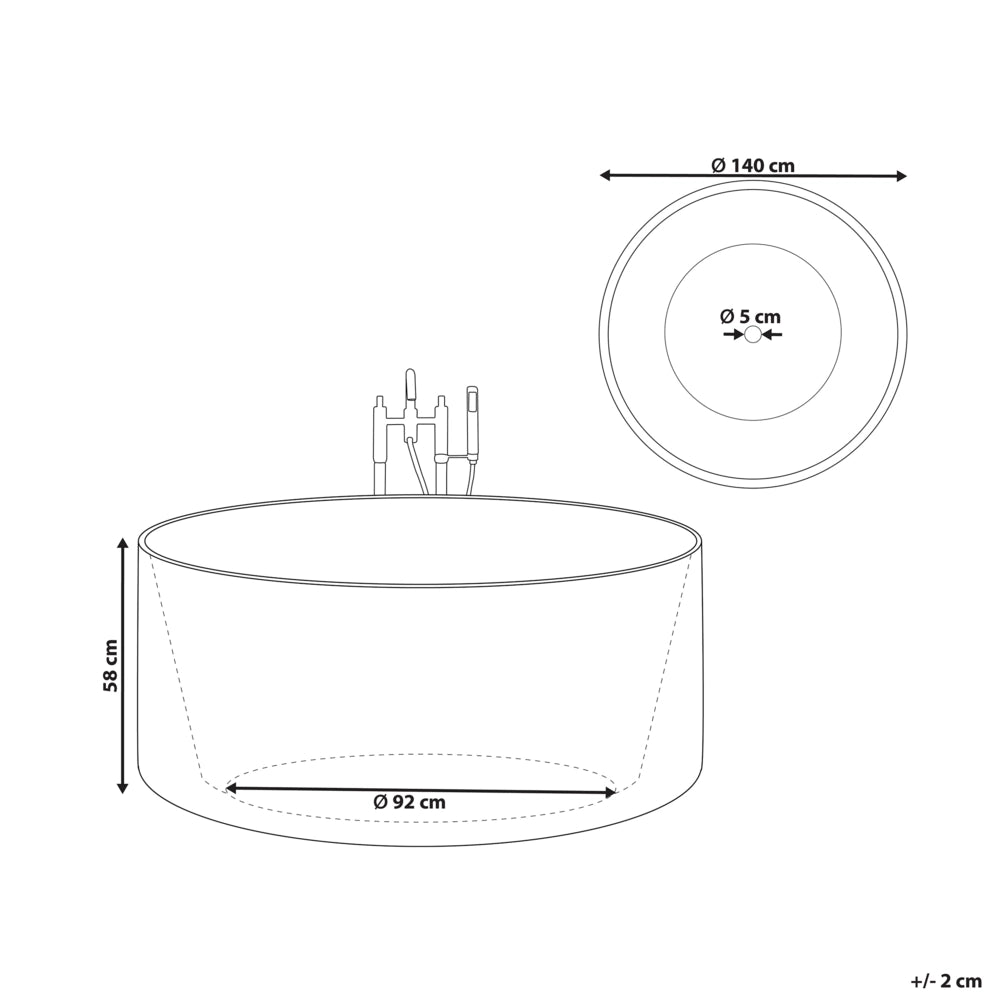 Vasca da bagno freestanding bianca sanitaria in acrilico singolo 140 cm rotonda in stile moderno
