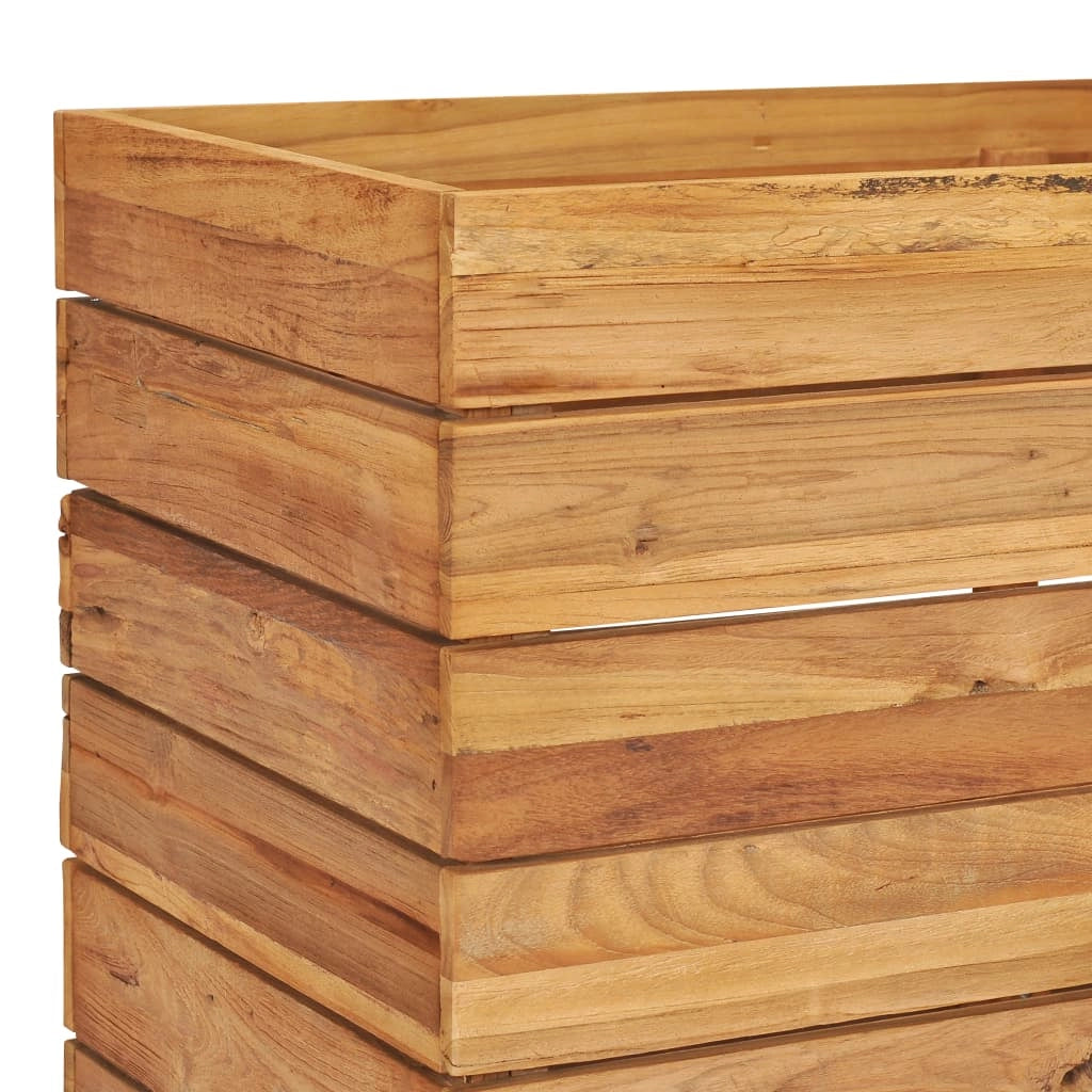 Aiuola rialzata con fioriera 100 x 40 x 55 cm legno di teak riciclato e acciaio 02_0000896