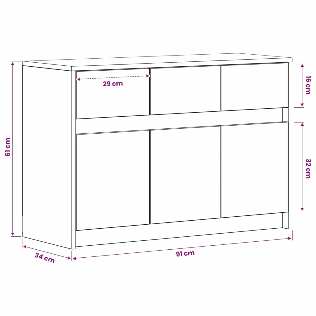 Mobile TV 91 x 34 x 61 cm Rovere Nero Legno ingegnerizzato 8010330