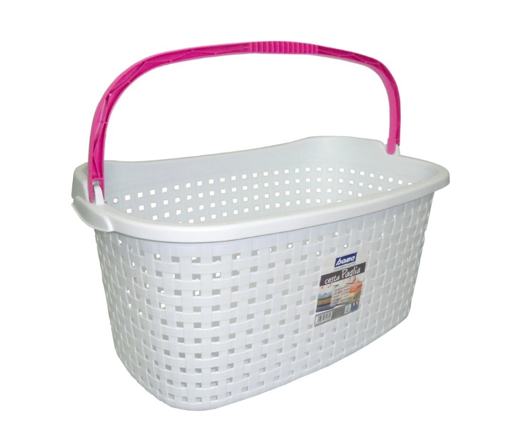 Cesta Cestino Paglia Porta Bucato Con Manico 40 Litri 60X40X27 Cm - Bama Spa