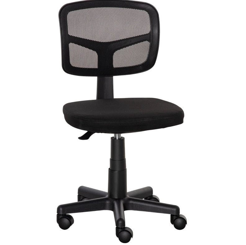 Sedia da ufficio ULEVR ergonomica girevole con altezza regolabile e 5 ruote, senza braccioli, nera