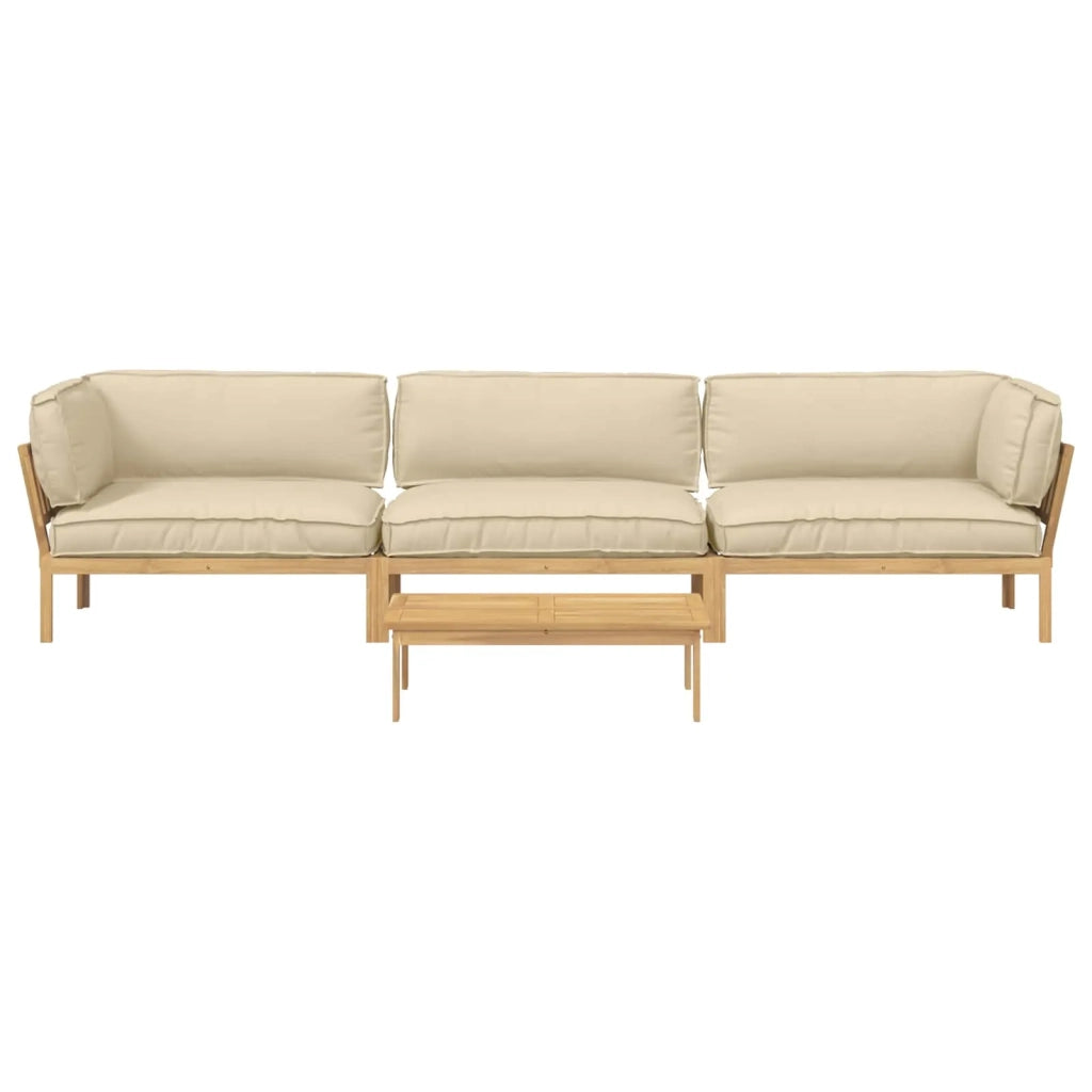 Set di divani con cuscino 4 pcs Beige Legno di Acacia Massello 3418377