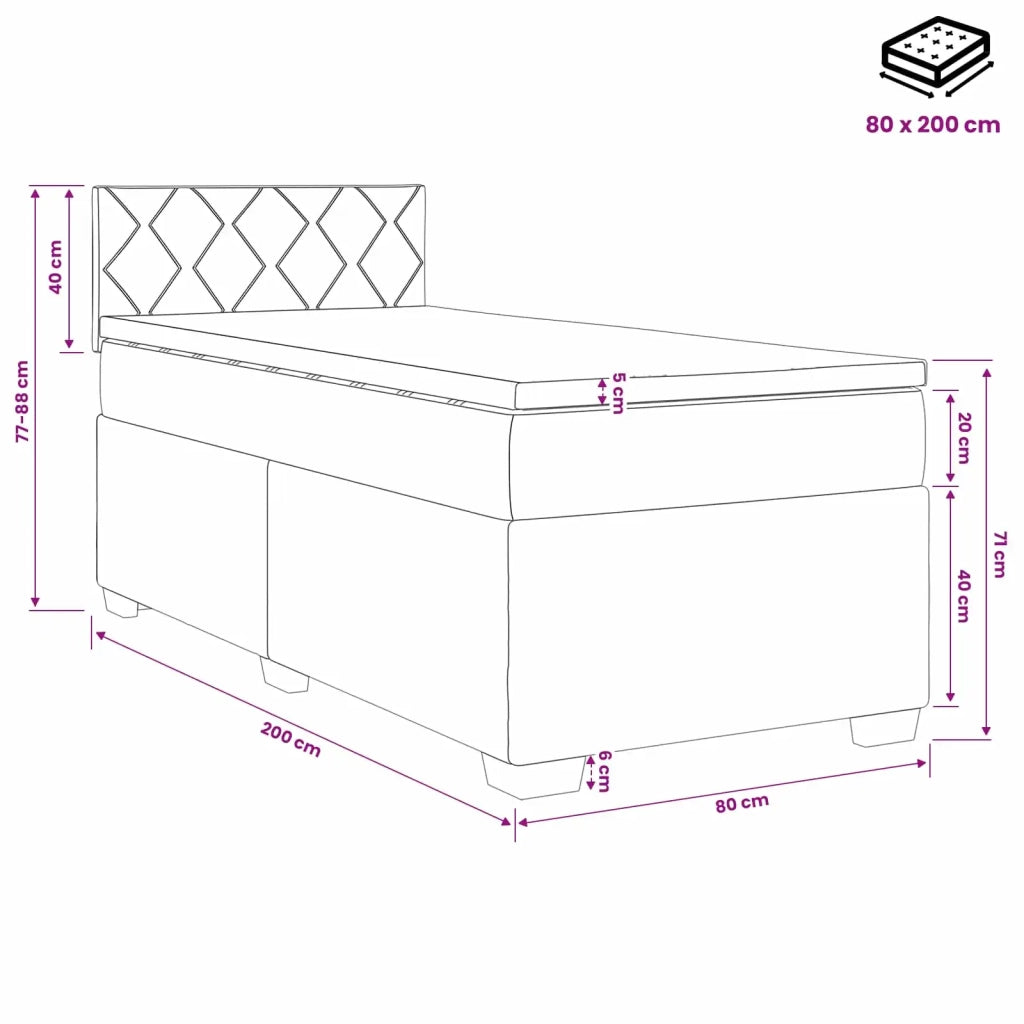Letto box spring con materasso Verde Scuro 80 x 200 cm Velluto 3450611