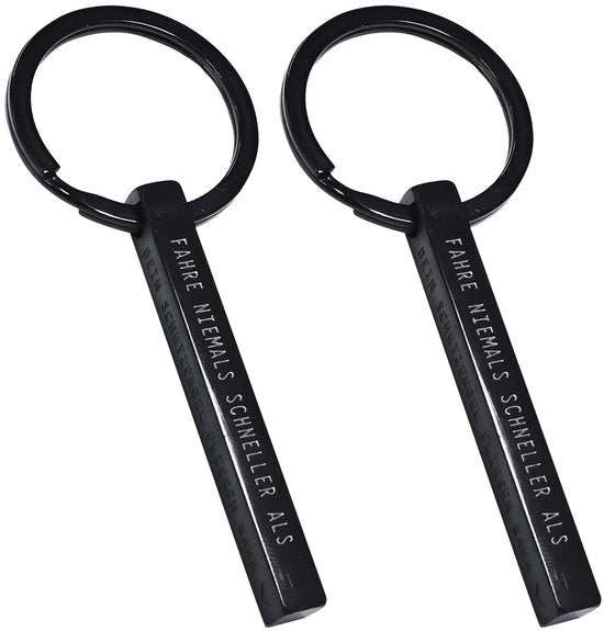 Sostegno per chiavi 2 pezzi - Sostegno per chiavi personalizzato - Sostegno per chiave dell'auto - Nero - Acciaio inossidabile - 5 x 6 cm