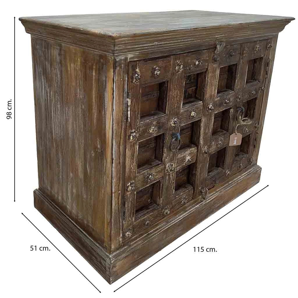 Credenza artigianale in legno marrone 115x51x98h cm