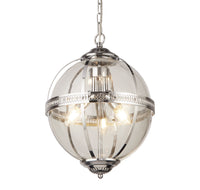 Lampadario Contemporaneo Corona Acciaio Cromo Vetro 3 Luci E14