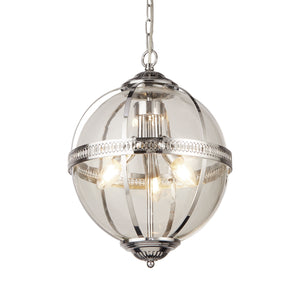 Lampadario Contemporaneo Corona Acciaio Cromo Vetro 3 Luci E14