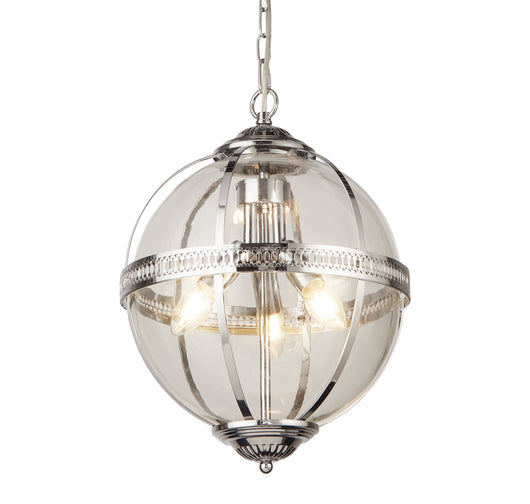 Lampadario Contemporaneo Corona Acciaio Cromo Vetro 3 Luci E14