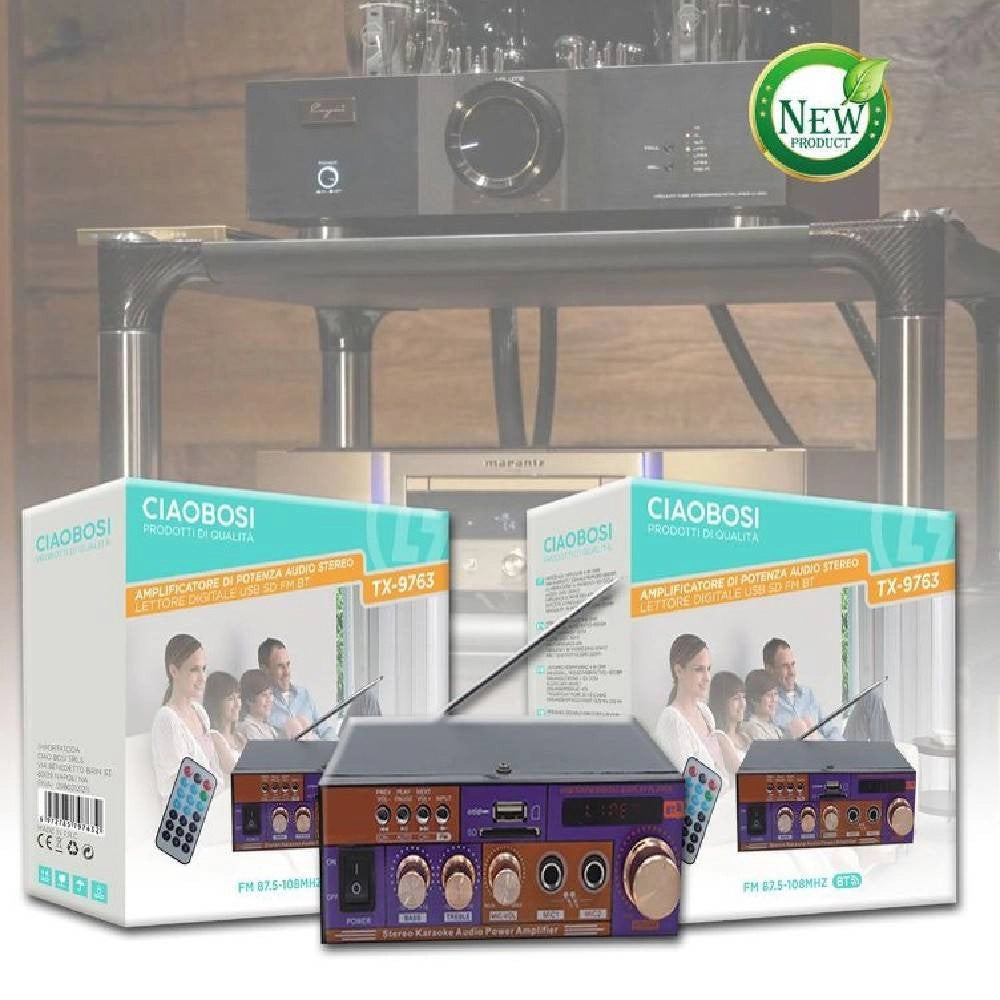 Trade Shop - Amplificatore Di Potenza Audio Stereo Con Lettore Digitale Usb Sd Fm Bt Tx-9763 -
