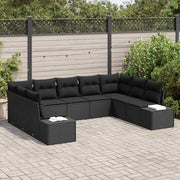 Set Divano da Giardino con cuscino 9 pcs Nero polyrattan 3347223