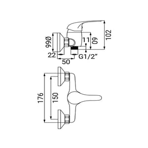 Miscelatore Esterno Doccia Serie Beta Cromato