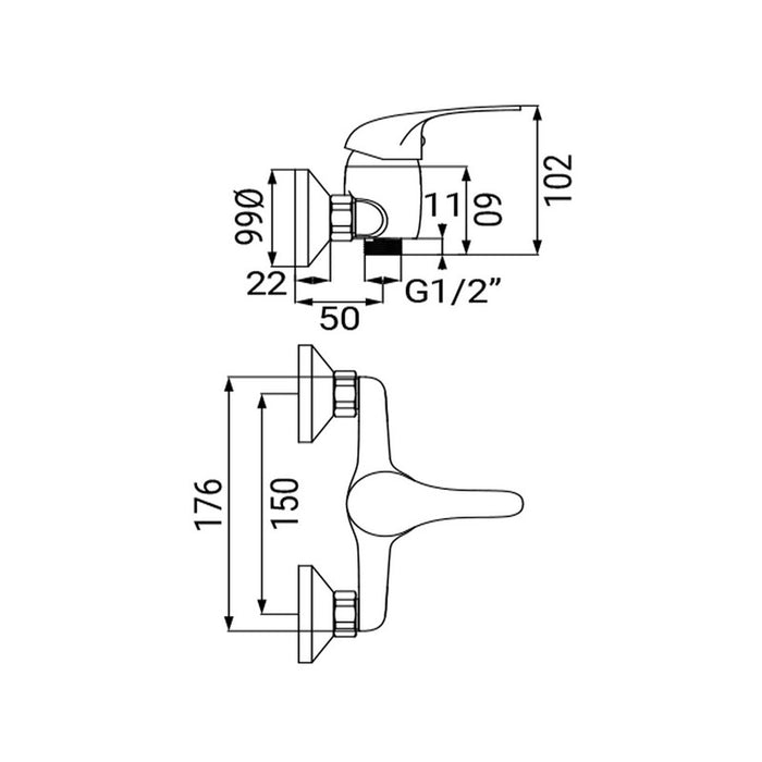 Miscelatore Esterno Doccia Serie Beta Cromato