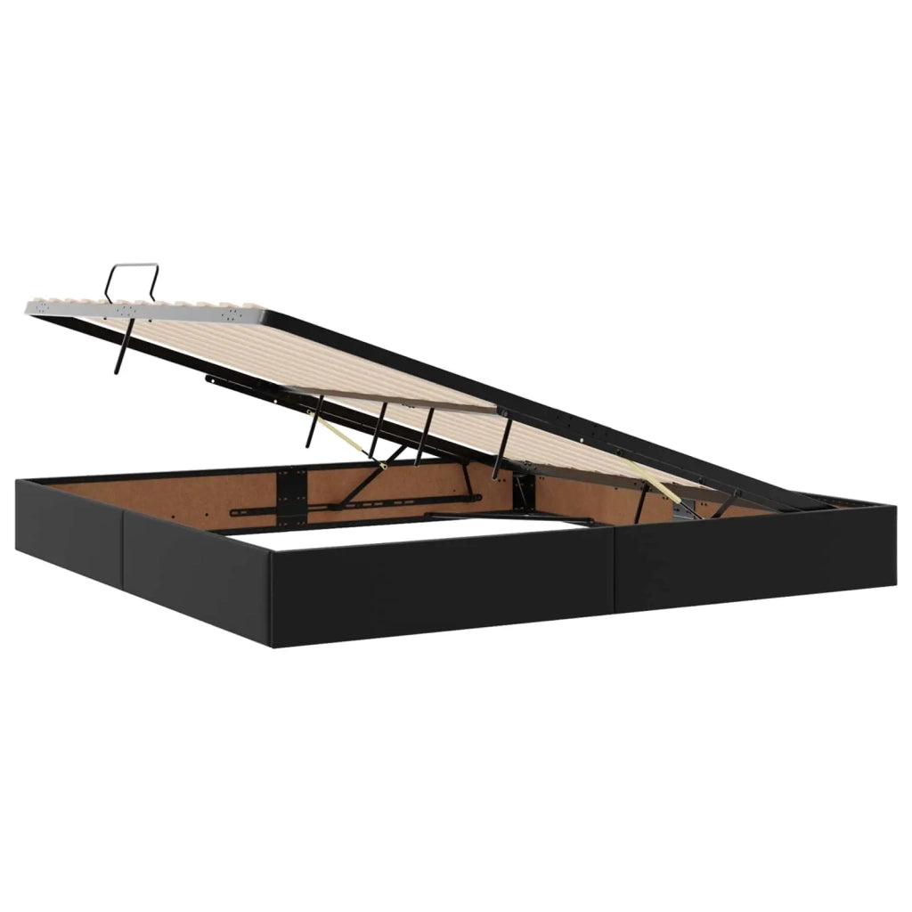 Letto ottomano Nero 200 x 200 cm Pelle Sintetica 3442786