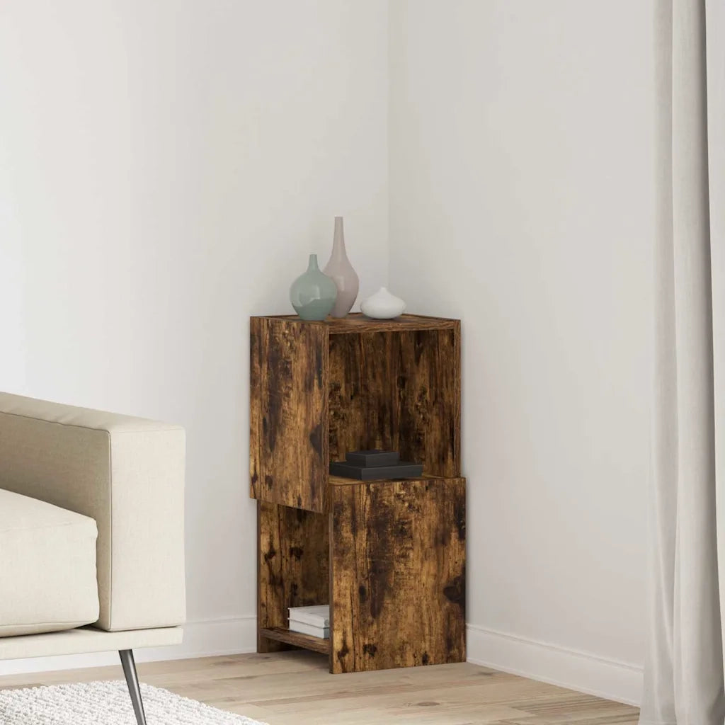 Mobile angolare Rovere fumé 30,5x30x65cm Legno multistrato 889841