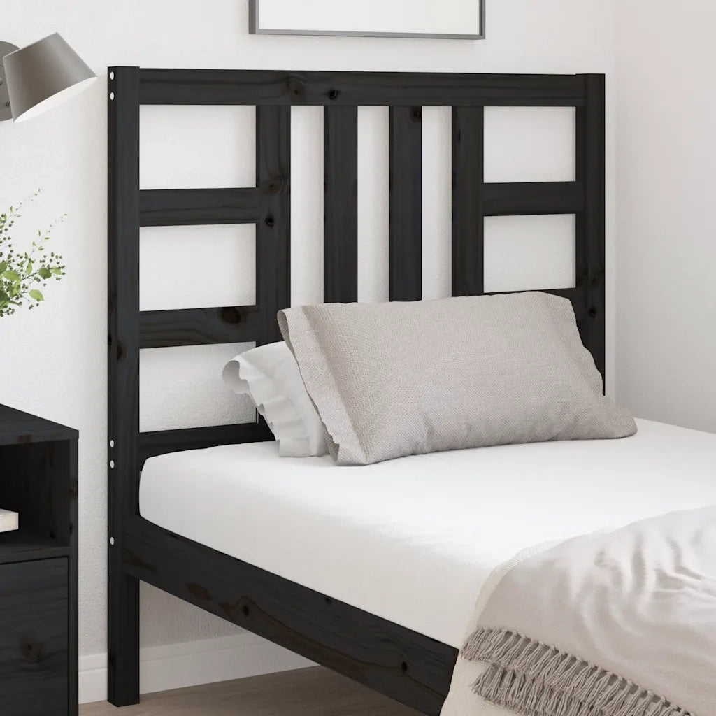 Testiera per Letto-Testata-Testiera Decorativa Nera 96x4x100 cm in Legno Massello di Pino 780519