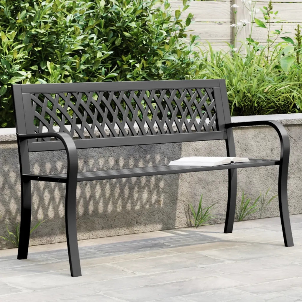 Panchina da Giardino | Panca da Giardino Nera 120 cm Acciaio