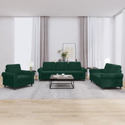 Set di Divani 3 pz con Cuscini Verde scuro in Velluto