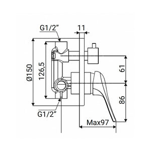 Miscelatore Incasso Doccia con Deviatore Serie Emmy Cromato